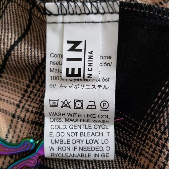 Shein Plaid Button Up Flannel Shirt SZ M - Picture 7 of 9